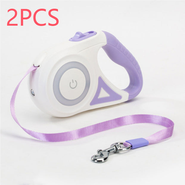 Dog Leash Retractable Leash And Dog Collar Spotlight Automatic Pet Dog Cat Traction Rope For Small Medium Dogs Pet Product