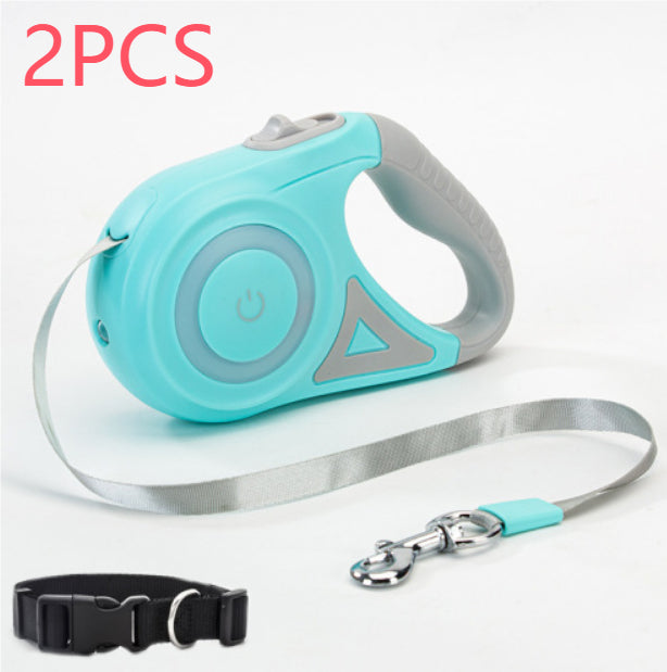 Dog Leash Retractable Leash And Dog Collar Spotlight Automatic Pet Dog Cat Traction Rope For Small Medium Dogs Pet Product
