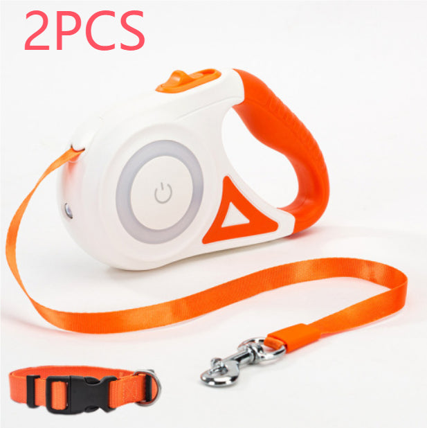 Dog Leash Retractable Leash And Dog Collar Spotlight Automatic Pet Dog Cat Traction Rope For Small Medium Dogs Pet Product