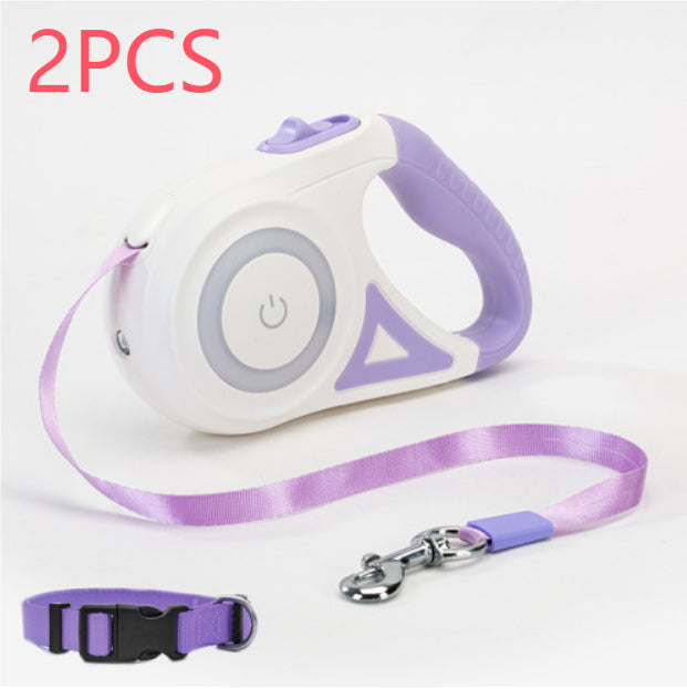 Dog Leash Retractable Leash And Dog Collar Spotlight Automatic Pet Dog Cat Traction Rope For Small Medium Dogs Pet Product