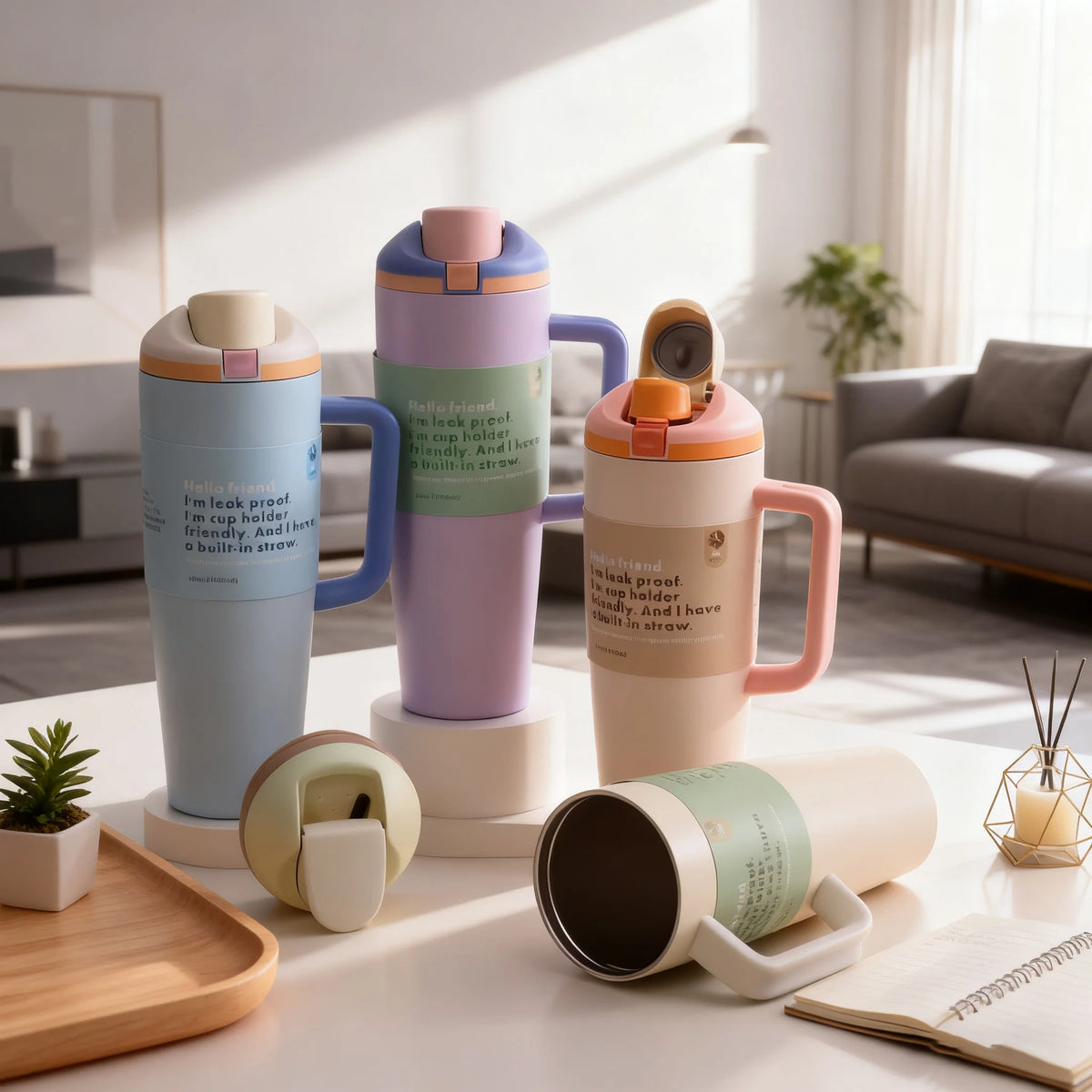 40oz Fruit Cup with Handle 304 Stainless Steel Double Wall Vacuum Insulated Tumbler with Straw for Travel and Daily Use