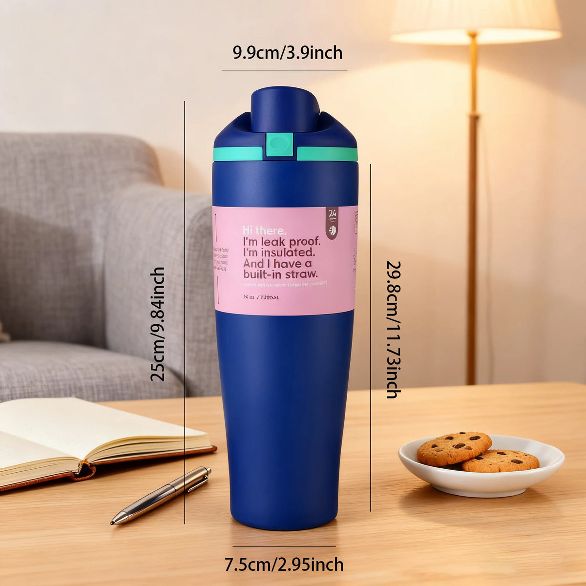 40oz Fruit Cup with Handle 304 Stainless Steel Double Wall Vacuum Insulated Tumbler with Straw for Travel and Daily Use