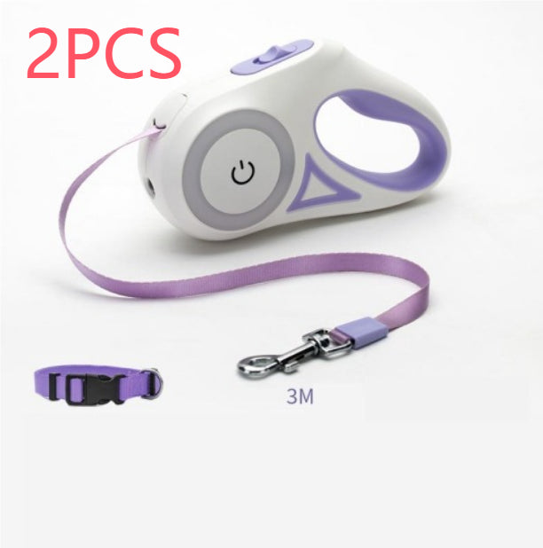 Dog Leash Retractable Leash And Dog Collar Spotlight Automatic Pet Dog Cat Traction Rope For Small Medium Dogs Pet Product